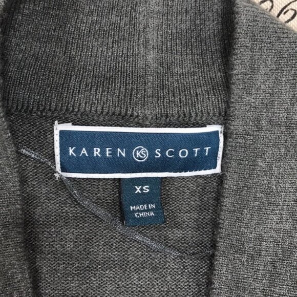 Karen Scott Open-Front Long-Sleeve Cardigan - Picture 4 of 5